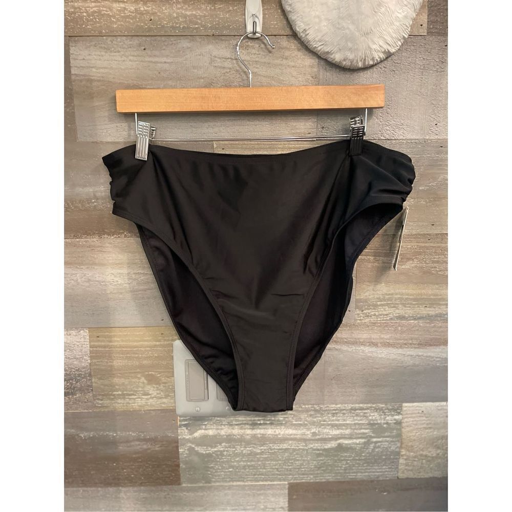 Ibiza NWT 16 high waisted black ruched sides bikini bottoms